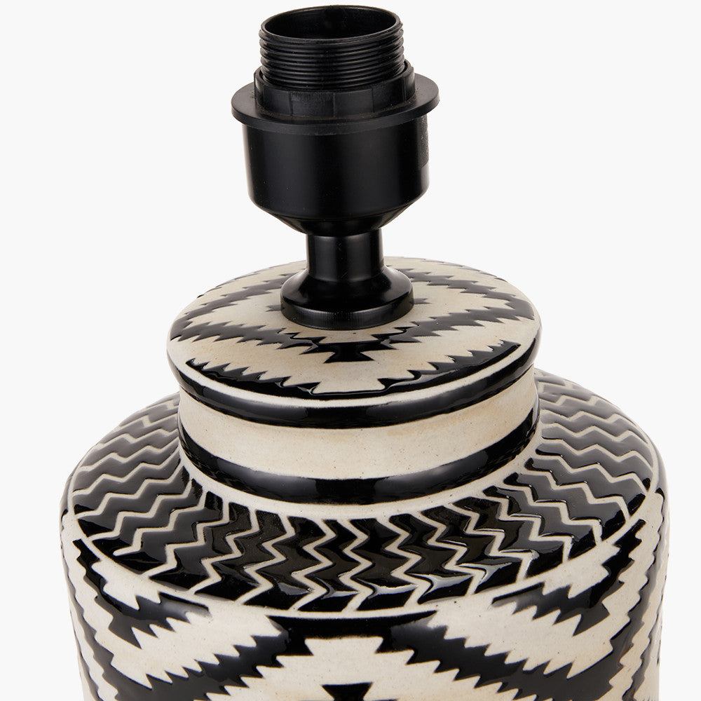 Chirala Black & White Tall Ikat Ceramic Table Lamp - Base Only